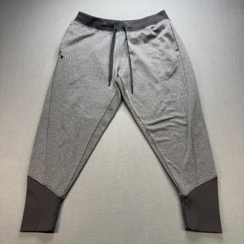 Under Armour ColdGear Jogger Sweatpants Mens Large Gray Polyester Loose Fit